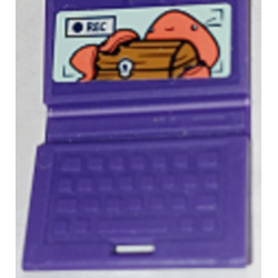Minifigure, Utensil Computer Laptop with 'REC', Coral Octopus, and Treasure Chest on Light Aqua Screen Pattern (Sticker) - Set 41381 Minifigure, Utensil Computer Laptop with 'REC', Coral Octopus, and Treasure Chest on Light Aqua Screen Pattern (Sticker) - Set 41381