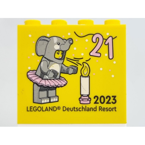 Деталь LEGO 30144pb403 Brick 2 x 4 x 3 with 21 (Birthday / Geburtstag) 2023 LEGOLAND Deutschland Resort Pattern