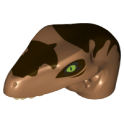 Dinosaur Head Raptor with Pin Hole with Tan Teeth and Dark Brown Markings Pattern Dinosaur Head Raptor with Pin Hole with Tan Teeth and Dark Brown Markings Pattern