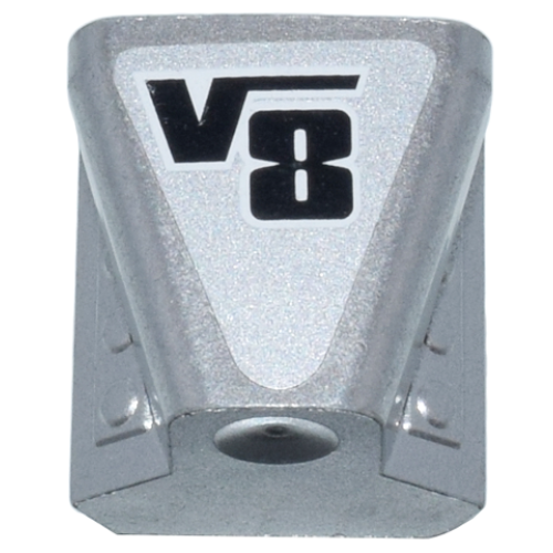 Деталь LEGO 50943pb07 Vehicle, Air Scoop Engine Top 2 x 2 with Black 'V8' Pattern (Sticker) - Set 8656