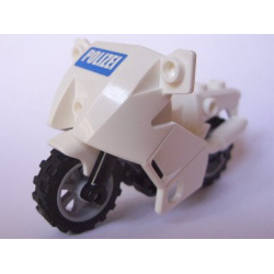 Motorcycle City with Black Chassis, LBG Wheels and Fairing with 'POLIZEI' on Blue Background Pattern (Sticker) - Sets 7235-2 / 7744 Motorcycle City with Black Chassis, LBG Wheels and Fairing with 'POLIZEI' on Blue Background Pattern (Sticker) - Sets 7235-2 / 7744