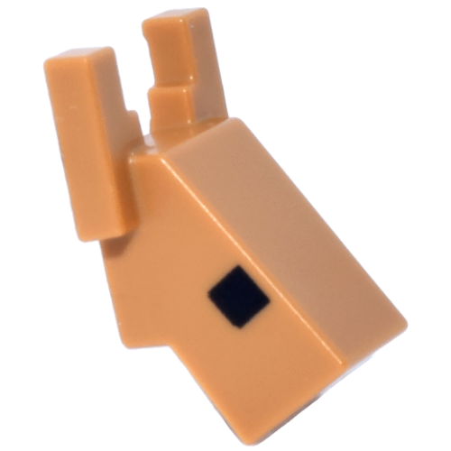 Деталь LEGO 6985pb01 Creature Head Pixelated with Angled Face and Ears with Black Eyes Pattern (Minecraft Armadillo)