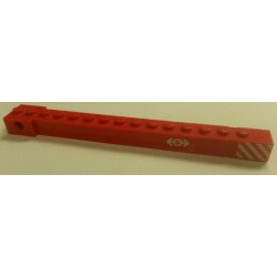 Crane Arm Outside, Wide with End Notch with Red and White Danger Stripes and White Train Logo Pattern on Both Sides (Stickers) - Set 4549 Crane Arm Outside, Wide with End Notch with Red and White Danger Stripes and White Train Logo Pattern on Both Sides (Stickers) - Set 4549