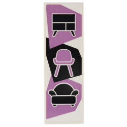 Tile 2 x 6 with Sign with Medium Lavender Chair and Black Couch and Cabinet Pattern (Sticker) - Set 41732