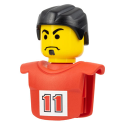 Sports Promo Figure Torso and Head Assembly McDonald's Set 2 (7924) with Red '11' on White Background Pattern (Sticker) - Set 7924 Sports Promo Figure Torso and Head Assembly McDonald's Set 2 (7924) with Red '11' on White Background Pattern (Sticker) - Set 7924