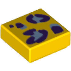 Tile 1 x 1 with Bright Light Blue and Dark Purple Leopard Spots Pattern