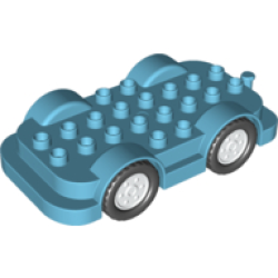 Duplo Car Base 4 x 8 with White Wheels with Black Tires - Medium Azure Duplo Car Base 4 x 8 with White Wheels with Black Tires - Medium Azure