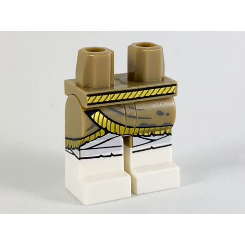 Деталь LEGO 970c00pb1002 Hips and Legs with White Boots, Gold Belt, Skirt Hem and Legs Wrappings Pattern