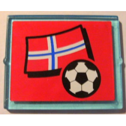 Glass for Window 1 x 4 x 3 with Flag of Norway and Soccer Ball on Red Background Pattern (Sticker) - Set 3407