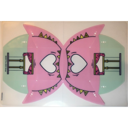 Plastic Tent with Bright Pink Top and Light Aqua Bottom with Banner, Windows, Zippers, and Heart Pattern