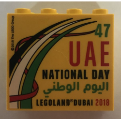 Brick 2 x 4 x 3 with LEGOLAND Dubai 2018 47 UAE National Day Pattern