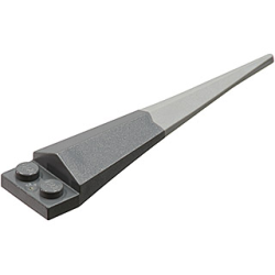 Plate, Modified 1 x 2 with Angular Extension with Molded Flexible Rubber Light Bluish Gray Tip Pattern - Dark Bluish Gray