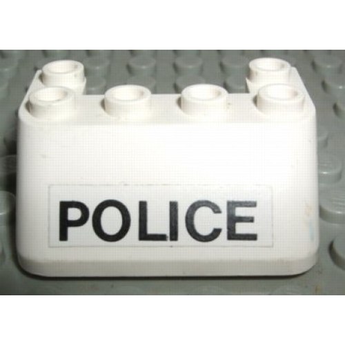 Деталь LEGO 4866pb01 Windscreen 3 x 4 x 1 1/3 with 6 Studs on Top with POLICE Pattern (Sticker) - Set 6676