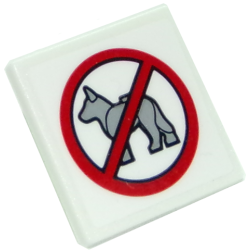 Road Sign 2 x 2 Square with Open O Clip with No Dogs Pattern (Sticker) - Set 10261