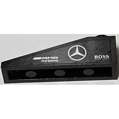 Деталь LEGO 60477pb023 Slope 18 4 x 1 with White Boss, Mercedes-Benz and AMG Hybrid Logos Pattern on Both Sides (Stickers) - Set 75883
