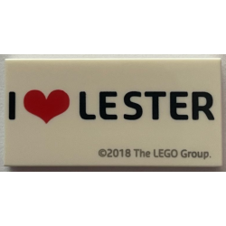 Tile 2 x 4 with 'I Heart LESTER' Pattern
