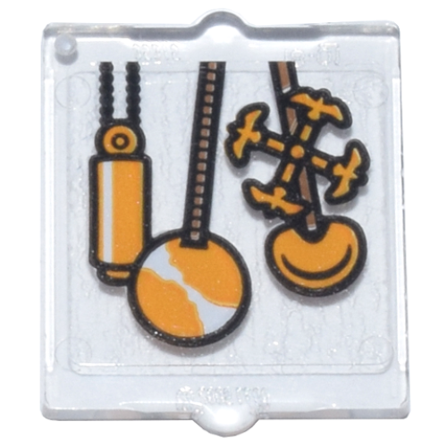 Деталь LEGO 60601pb043 Glass for Window 1 x 2 x 2 Flat Front with Bright Light Orange Clock Pendulums Pattern (Sticker) - Set 76437