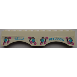 Stickered Assembly 12 x 1 x 2 with 'BELLA', 'PEGASUS', Horseshoes, and Flowers Pattern (Stickers) - Set 6418 - 1 Brick 1 x 12, 2 Arch 1 x 6