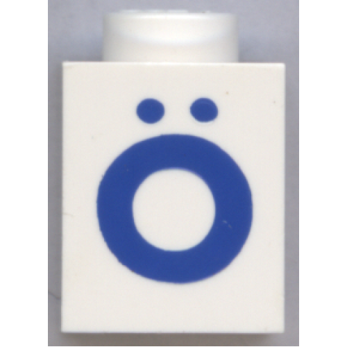 Деталь LEGO 3005ptOdiaerb Brick 1 x 1 with Blue Capital Letter O with Diaeresis (Ö) Pattern (Bold Font)