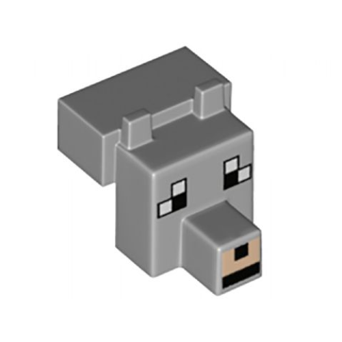 Деталь LEGO 20308pb01 Creature Head Pixelated with Snout with Black and White Eyes Large, Light Nougat Muzzle Pattern (Minecraft Tamed Wolf)