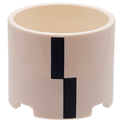 Brick, Round 3 x 3 x 2 with Recessed Center and Axle Hole with 2 Black Rectangles Pattern