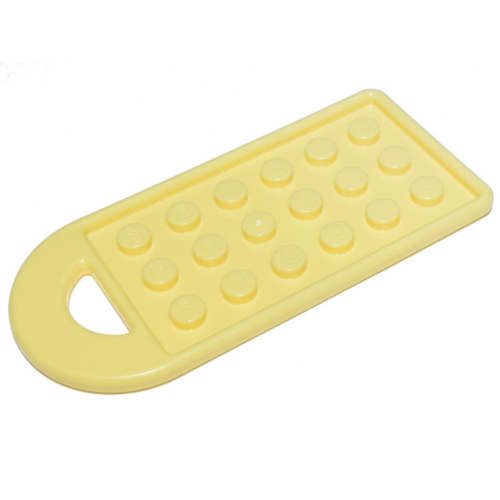 Деталь LEGO 80390 Bag Tag with 3 x 6 Studs - Bright Light Yellow
