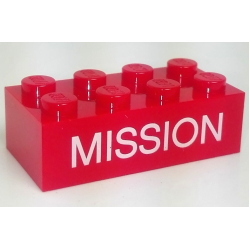 Brick 2 x 4 with White 'MISSION' Pattern Brick 2 x 4 with White 'MISSION' Pattern