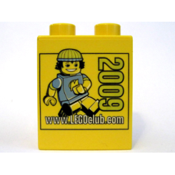Duplo, Brick 1 x 2 x 2 with www.LEGOclub.com 2009 Pattern Duplo, Brick 1 x 2 x 2 with www.LEGOclub.com 2009 Pattern
