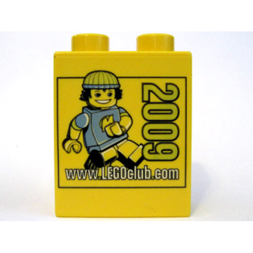 Деталь LEGO 4066pb345 Duplo, Brick 1 x 2 x 2 with www.LEGOclub.com 2009 Pattern