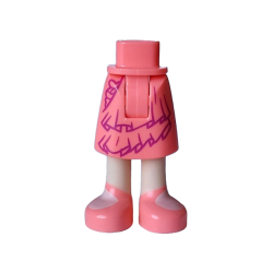 Mini Doll Hips and Skirt Mid-Length with Molded Light Nougat Legs and Printed Dark Purple Layers and Ruffles and Coral Sandals Pattern - Thick Hinge