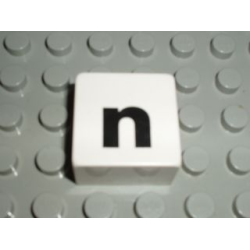 Duplo, Tile 2 x 2 x 1 with Black Lowercase Letter n Pattern