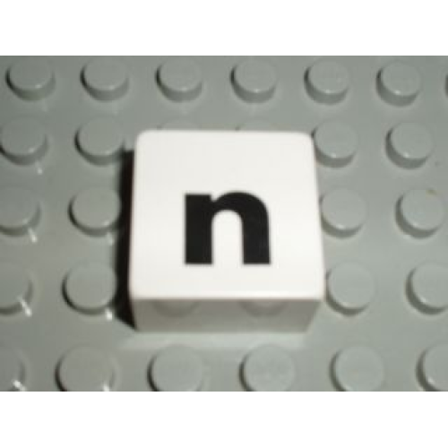 Деталь LEGO 2756pb349 Duplo, Tile 2 x 2 x 1 with Black Lowercase Letter n Pattern