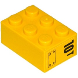 Brick 2 x 3 with '10T' and Hatch Pattern on End Model Right Side (Sticker) - Set 60076 Brick 2 x 3 with '10T' and Hatch Pattern on End Model Right Side (Sticker) - Set 60076