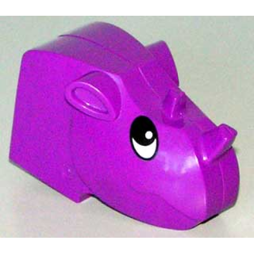 Деталь LEGO 44218c01pb01 Duplo Figure Head Animal 2 x 2 Base Rhino with Black and White Eyes Pattern