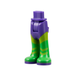 Mini Doll Hips and Trousers with Back Pockets with Green Boots with Lime Chevrons and Dark Purple Soles Pattern - Thick Hinge