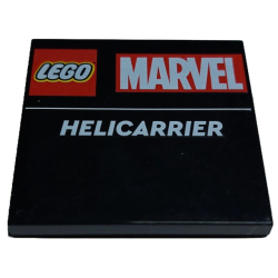 Tile 4 x 4 with Red LEGO Marvel Logo and White 'HELICARRIER' Pattern