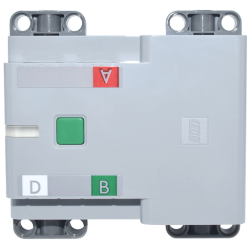 Деталь LEGO bb1277c01pb01 Electric Battery Box Powered Up Bluetooth Hub with Dark Bluish Gray Bottom - Screw Opening with Letters A, B, and D Pattern (Stickers) - Set 42146