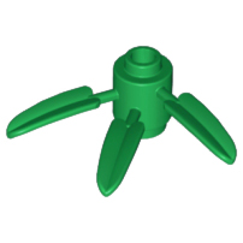 Деталь LEGO 30176 Plant Brick, Round 1 x 1 with 3 Bamboo Leaves - Green