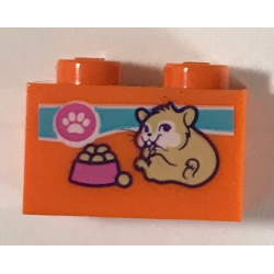 Brick 1 x 2 with Paw Print, Hamster and Food Bowl Pattern (Sticker) - Set 41345