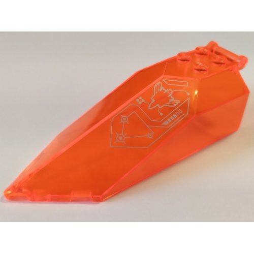 Деталь LEGO 27165pb03 Windscreen 10 x 4 x 2 1/3 Canopy Pointed with Bar Handle with Silver Circuitry Pattern (Sticker) - Set 70351