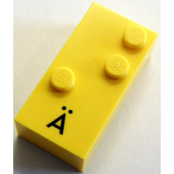 Brick, Braille 2 x 4 with 3 Studs with Black Capital Letter A with Diaeresis (Ä) Pattern (dots-345 ⠜) (German)