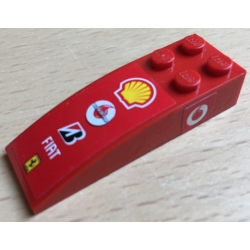 Slope, Curved 6 x 2 with Shell, Vodafone, Bridgestone, Fiat, and Ferrari Logos on Top, Vodafone Logo on Both Sides Pattern (Stickers) - Set 8142-1