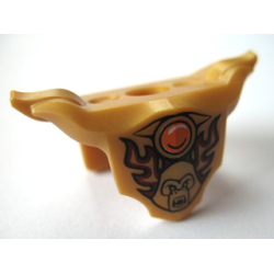 Minifigure Armor Breastplate with Shoulder Pads with Gorilla Head, Dark Red Flames, and Orange Round Jewel (Fire Chi) Pattern