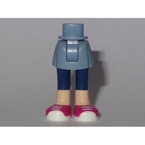 Деталь LEGO 92252c00pb013 Mini Doll Hips and Skirt, Light Nougat Legs with Dark Blue Calf Length Leggings and Magenta Sneakers with White Laces and Soles Pattern - Thick Hinge