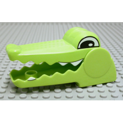 Duplo Figure Head Animal 2 x 2 Base Alligator / Crocodile with Opening Jaw with Black and White Eyes and Teeth Pattern Duplo Figure Head Animal 2 x 2 Base Alligator / Crocodile with Opening Jaw with Black and White Eyes and Teeth Pattern