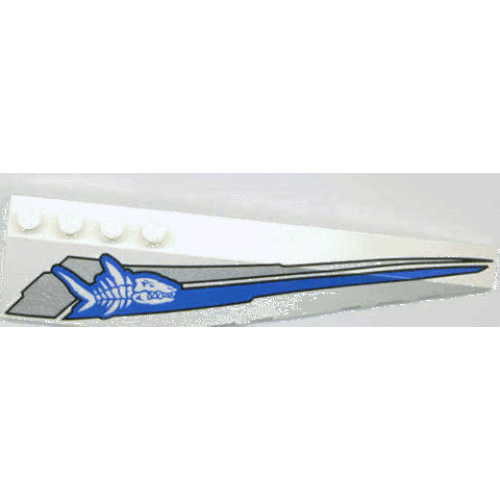 Деталь LEGO 42060pb02 Wedge 12 x 3 Right with Shark Skeleton and Blue/Silver Stripes Pattern