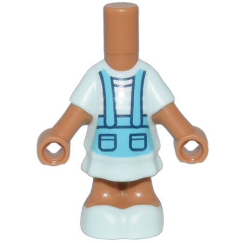Деталь LEGO 69969pb20 Micro Doll, Body with Molded Light Aqua Short Layered Dress and Shoes and Printed Medium Azure Pinafore with Pockets Pattern