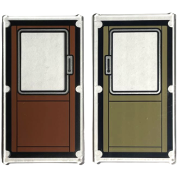 Glass for Window 1 x 4 x 6 with Reddish Brown and Dark Tan Train Door with Black Border Pattern on Both Sides