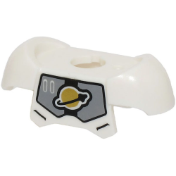 Minifigure Armor Breastplate with Shoulder Pads and 2 Back Studs with Light Bluish Gray Panels and Gold and Black Classic Space Logo Pattern (BAM)