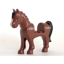 Horse, Friends Style with 2 x 2 Cutout with Black Mane and Tail, Brown Eyes, and White Blaze Pattern